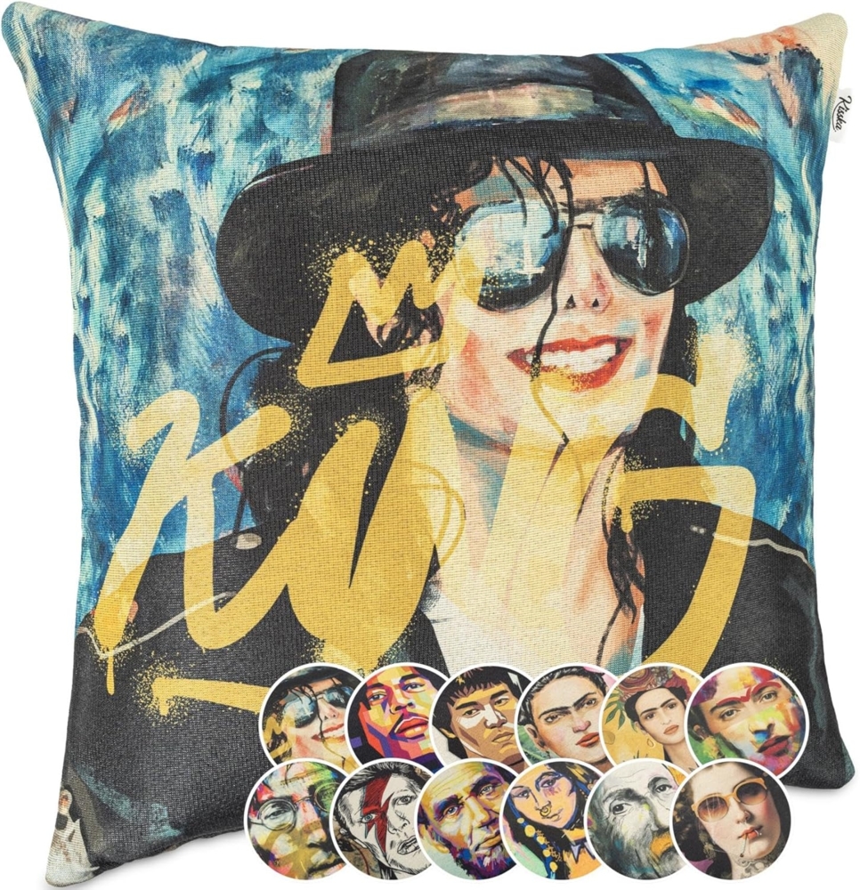 Kisska Dekokissen Kissenhülle mit oder ohne Füllung Designer Kissenbezug Zierkissen, Kissenhülle in 40x40cm Michael Jackson ohne Füllung aus Gobelin PopArt Bild 1