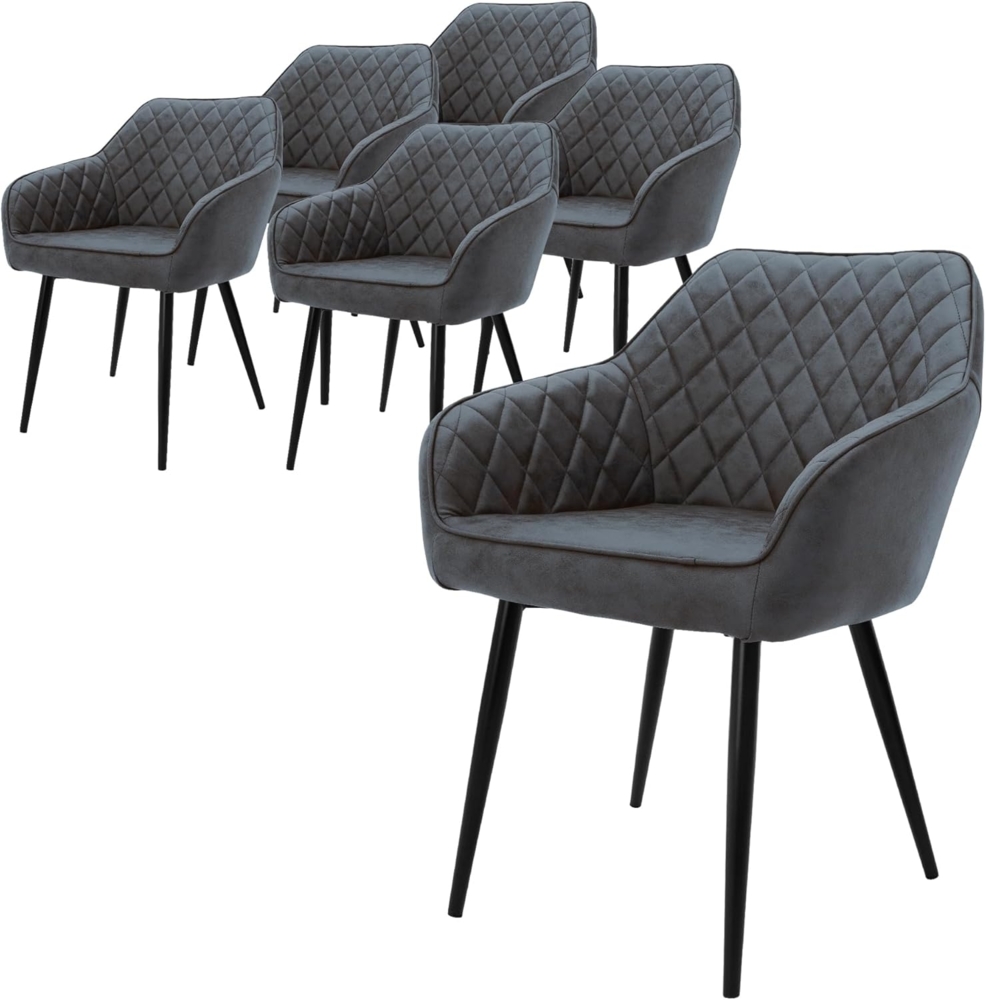 ML-DESIGN Stuhl Esszimmerstühle mit Rücken- & Armlehne moderne Design Küchenstühle (6 St), Polsterstuhl Esstischstühle 6er Set Kunstlederbezug bis 120kg Bild 1