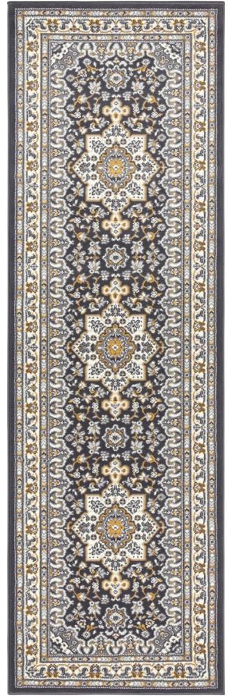 Orientalischer Kurzflor Teppich Parun Täbriz Dunkelgrau - 80x250x0,9cm Bild 1