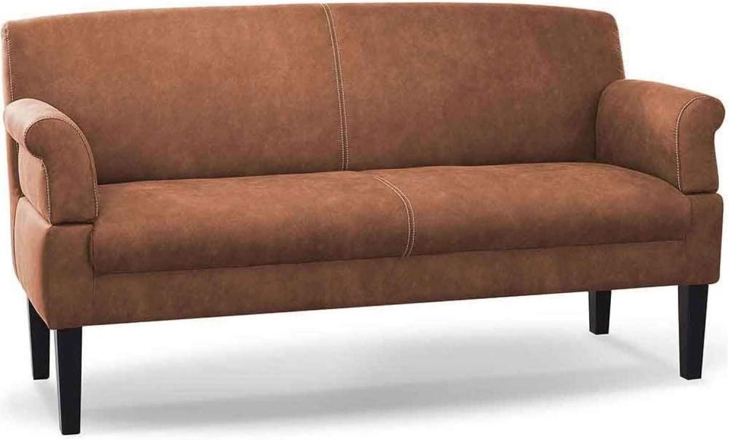 CAVADORE 3-Sitzer Küchensofa Malm, Sitzbank für Küche oder Esszimmer in Lederoptik, Inkl. Armteilverstellung, Federkern und moderner Kontrastnaht, 182 x 97 x 78, Mikrofaser: cognac Bild 1