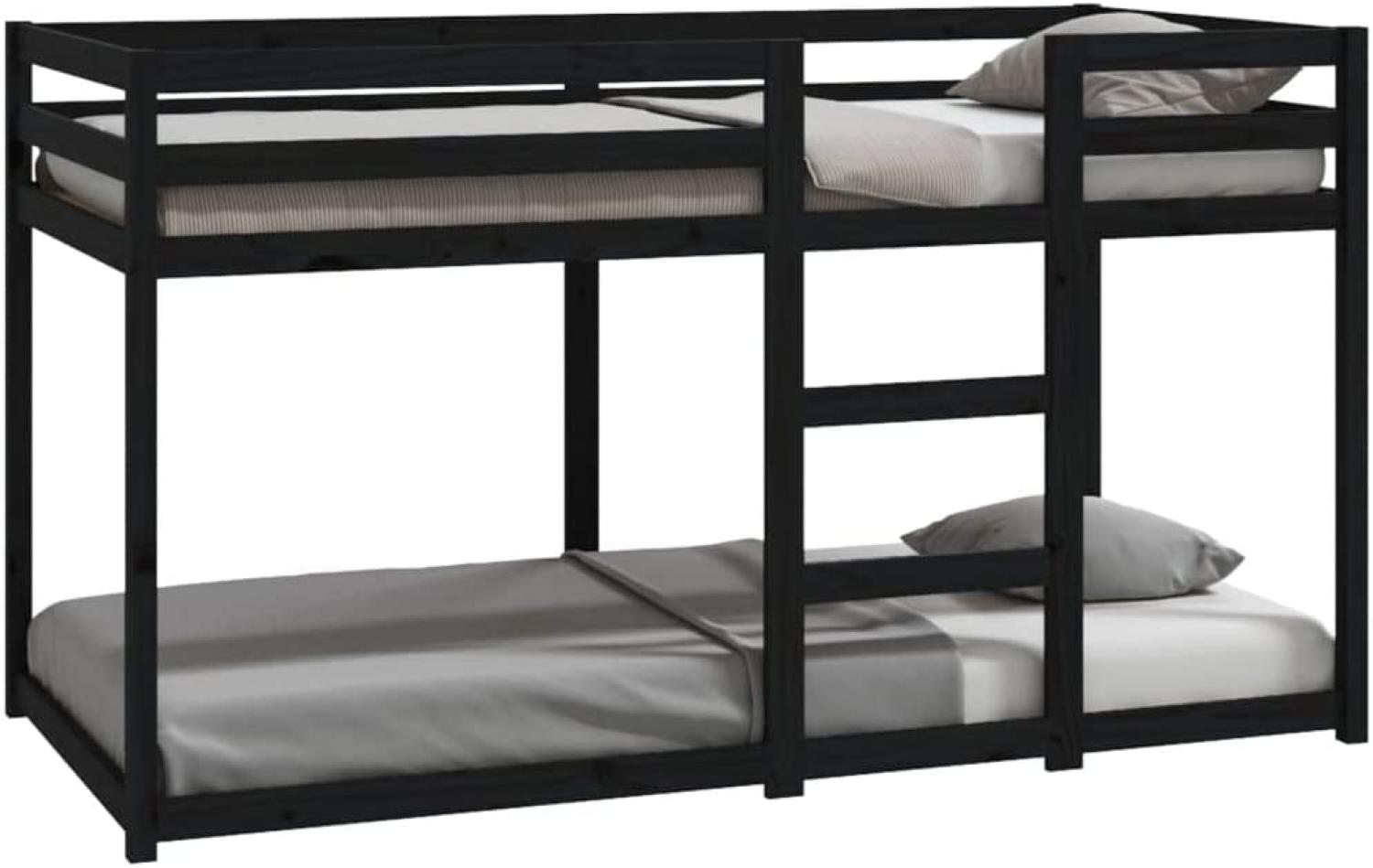 Etagenbett Schwarz 90x190 cm Massivholz Kiefer Bild 1