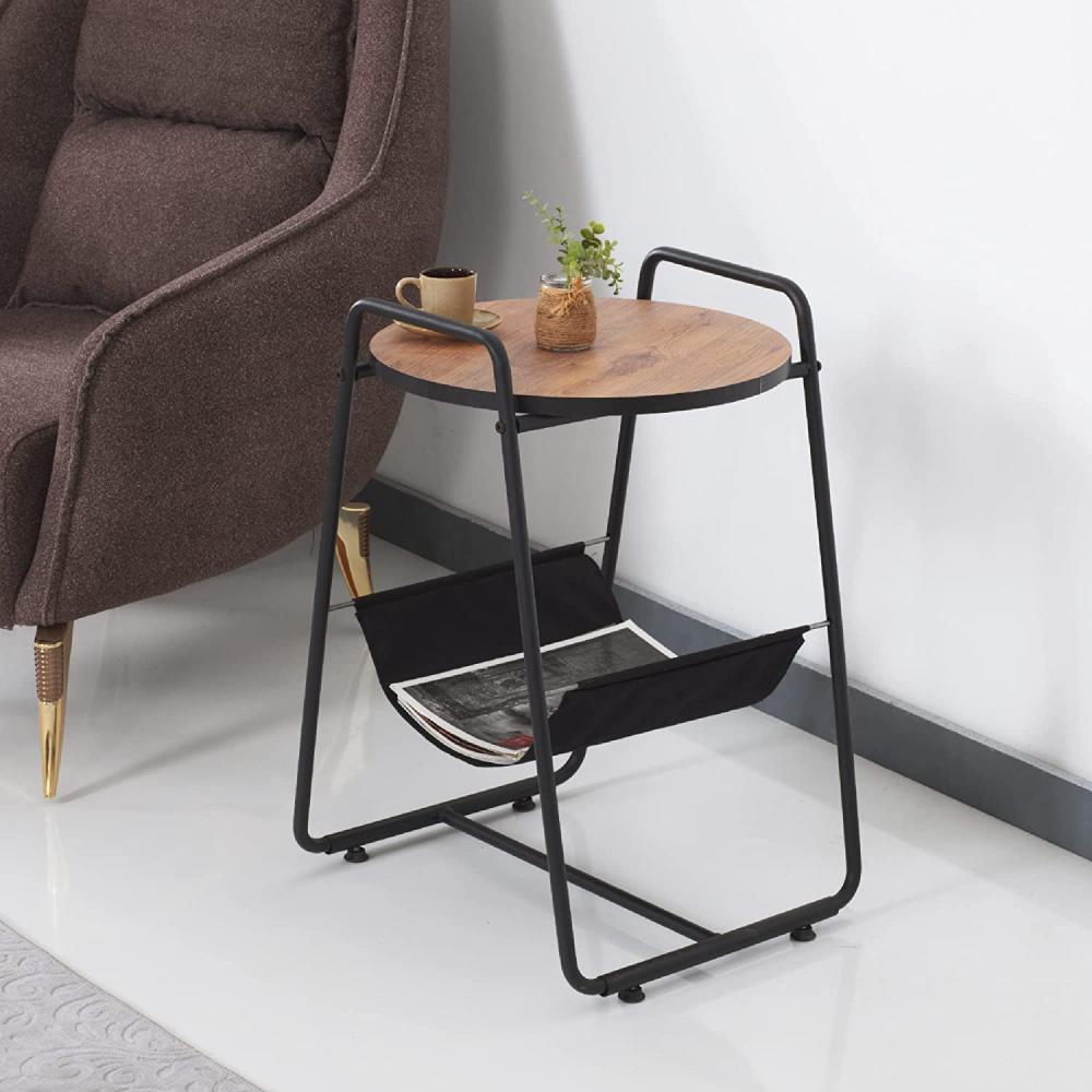 Beistelltisch Børkop 64 x 46,5 x 46 cm Schwarz / Walnussoptik [en. casa] Bild 1