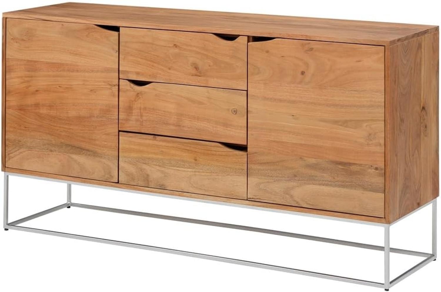 Sideboard Loca 140x39 cm Akazie Natur 3 Schübe 2 Türen Bild 1