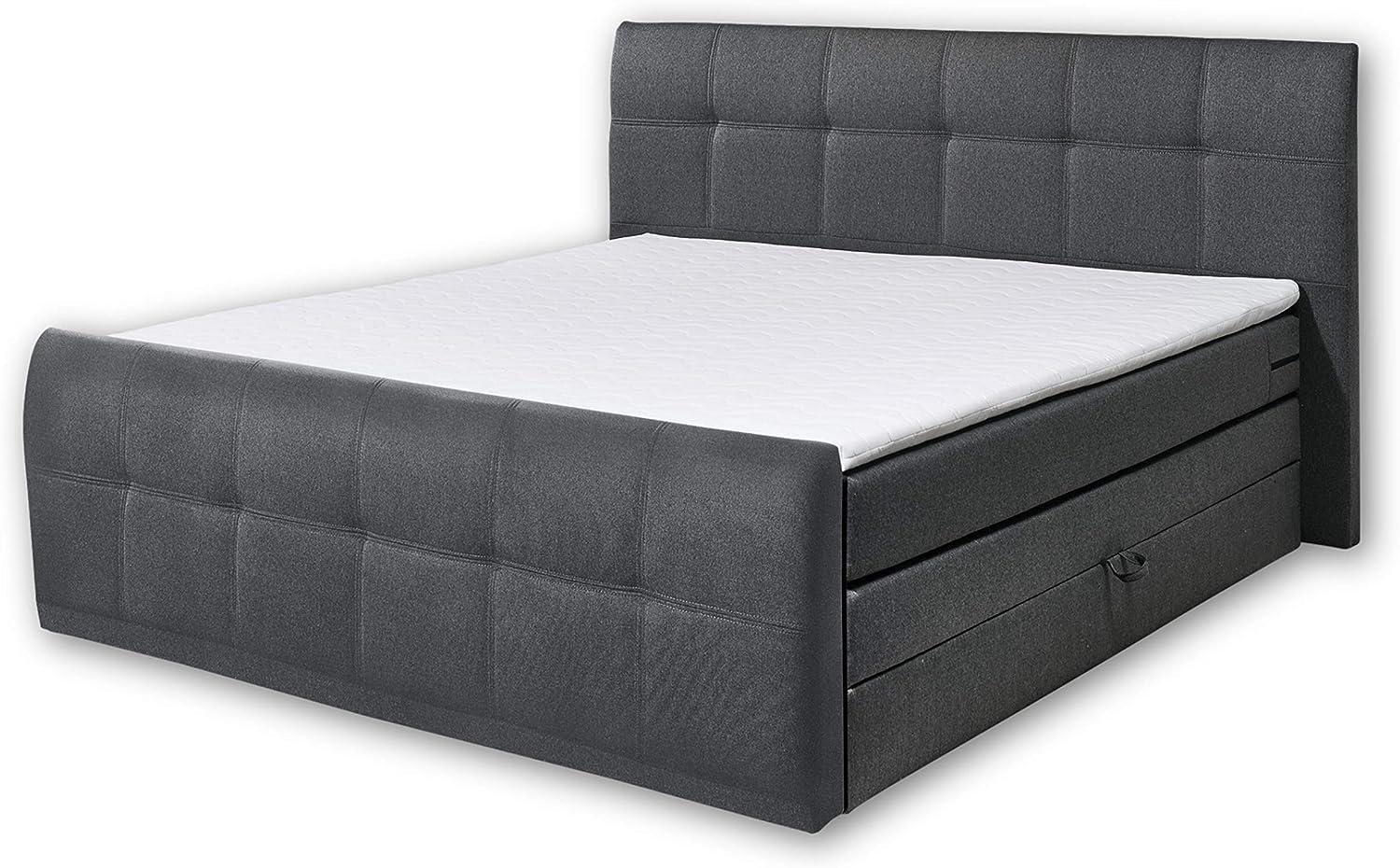 SACRAMENTO B3 Boxspringbett 180x200 mit Bettkasten, Anthrazit - Bequemes Doppelbett mit 7-Zonen-Federkern & thermoelastischem Topper - 200 x 114 x 220 cm (B/H/T) Bild 1