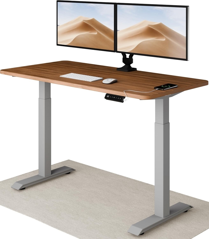 Höhenverstellbarer Schreibtisch (140x70 cm) - Sitz- & Stehpult mit Ladebuchsen - Schreibtisch Höhenverstellbar Elektrisch Touchscreen & Stahlfüßen - Schreibtisch Höhenverstellbar von Desktronic Bild 1