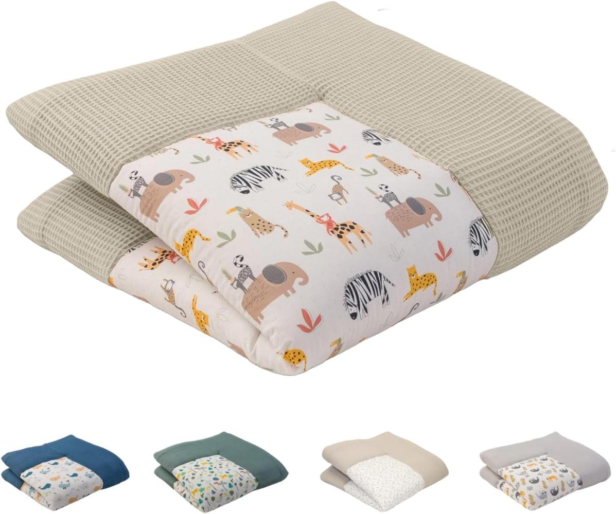 ULLENBOOM ® Baby Krabbeldecke 120x120 cm gepolstert - Sand-Savanne (Made in EU) - Krabbeldecke für Baby mit 100% OEKO TEX Baumwolle, ideal als Babydecke & Spieldecke Bild 1