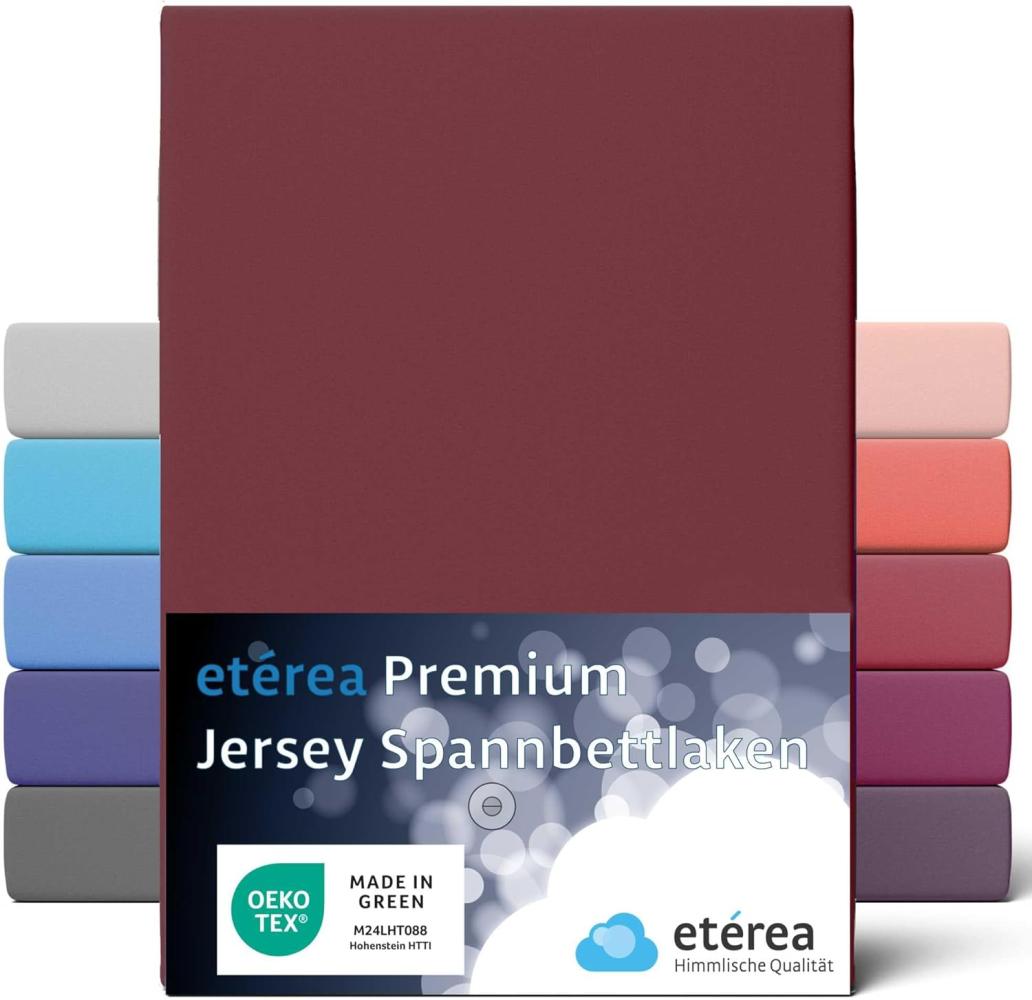 etérea Premium Jersey Spannbettlaken Bordeaux 180x200 - 200x200 cm Bild 1