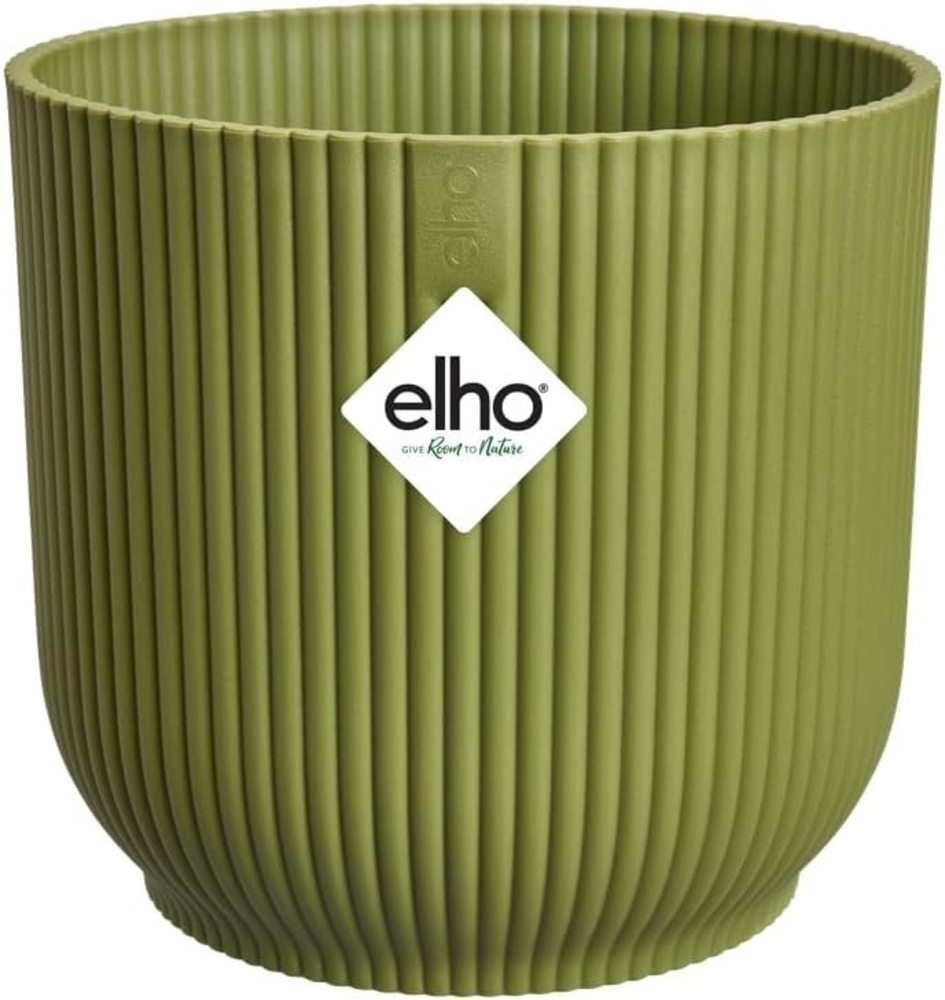 elho Vibes Fold Rund 16 Pflanzentopf - Blumentopf für Innen - 100% recyceltes Plastik - Ø 16.1 x H 14.8 cm - Grün/Ferngrün Bild 1
