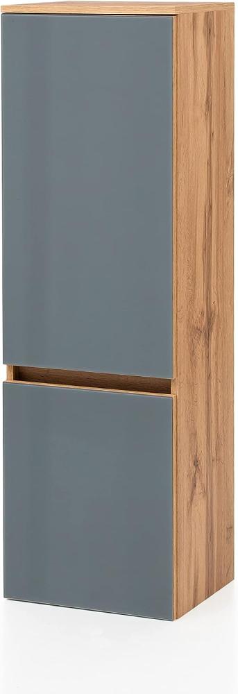 Midischrank >Oulu< in Glas Grau - 40x130x35cm (BxHxT) Bild 1