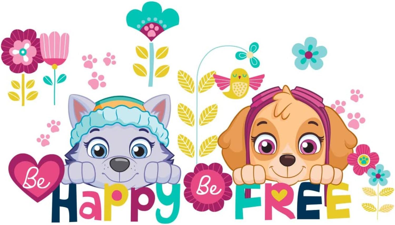 Paw Patrol Skye og Everest Be Happy Wallstickers Bild 1