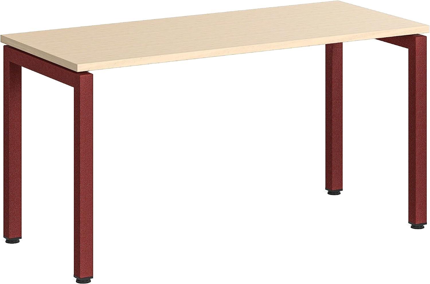 Steelcase Ottima Portico Homeoffice-Schreibtisch in fixer Höhe, Melamin-Tischplatte in der Ausführung Klare Eiche und Gestell in der Farbe Merlot, einfache Montage (140 x 60 cm) Bild 1