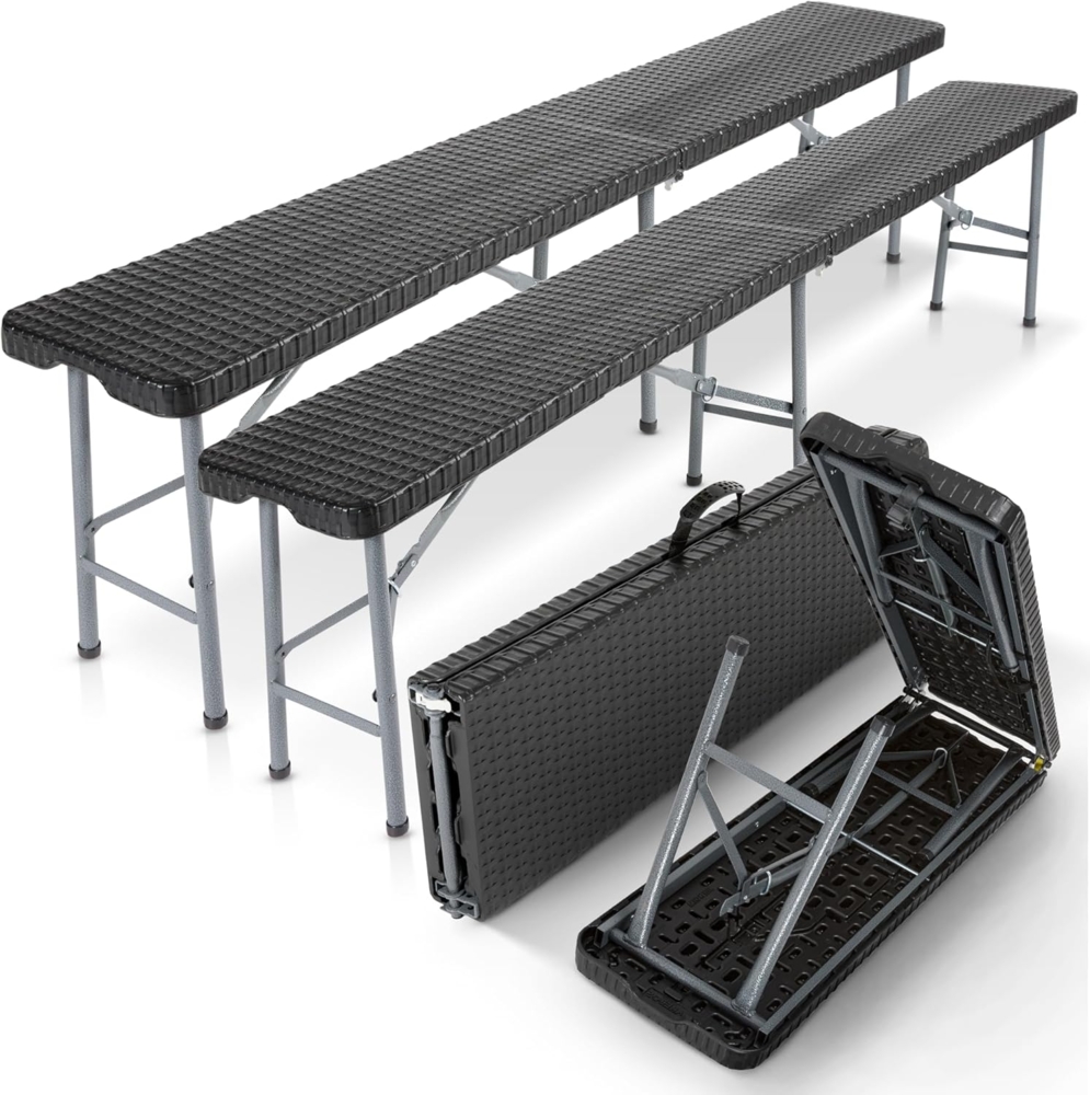 Arebos Bierzeltgarnitur 2x Bierbank Faltbank Klappbar I Tragegriff, 183 x 28 x 43 cm, Tragkraft max. 150 kg (je Bank) Bild 1