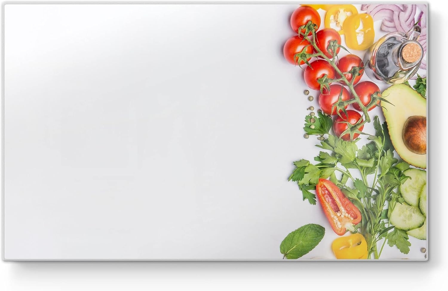 DEQORI Schneidebrett 'Banner gerahmt mit Gemüse', Glas, Platte Frühstücksbrett Schneideplatte Bild 1