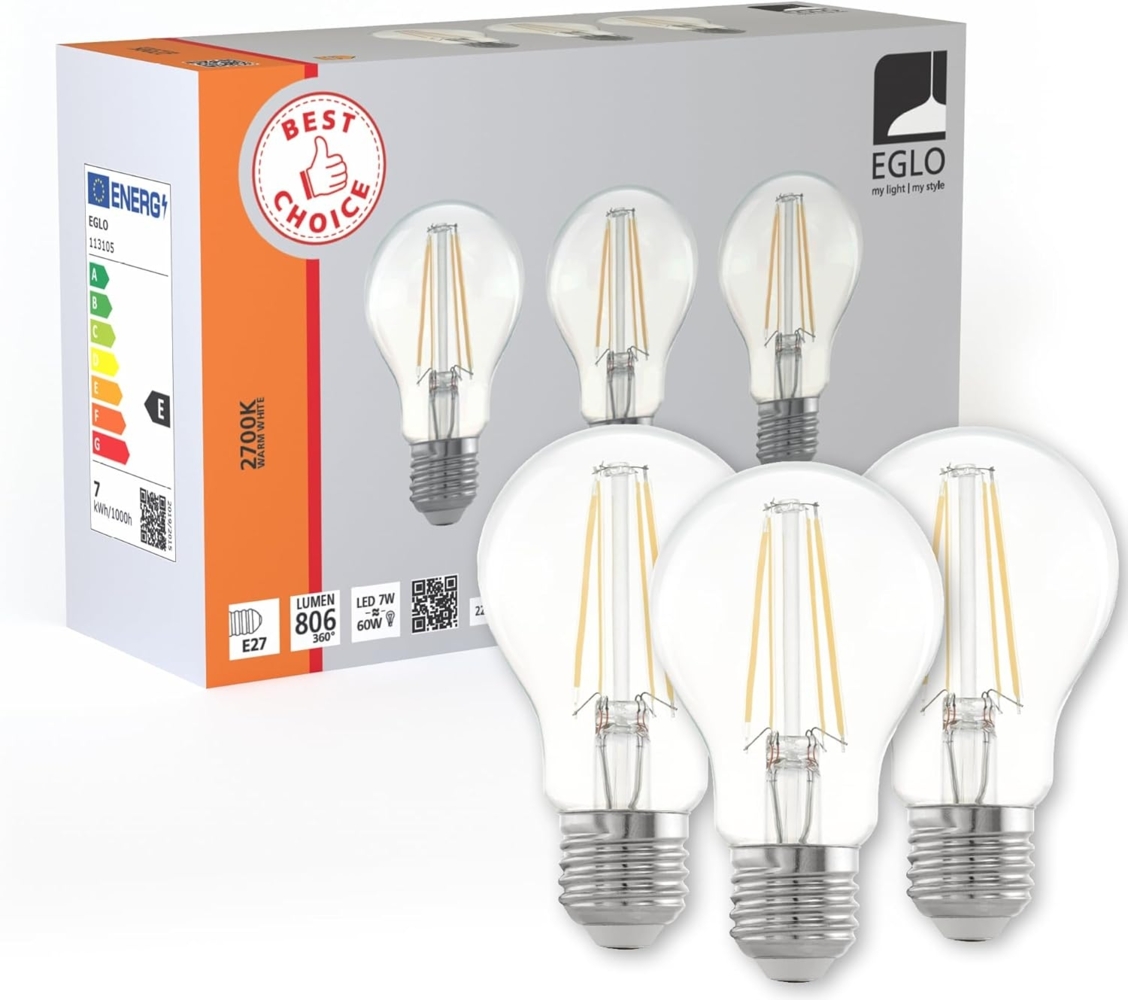 Eglo 113105 LED Leuchtmittel E27 3X7W 2700K L:10. 5cm Ø6cm Bild 1