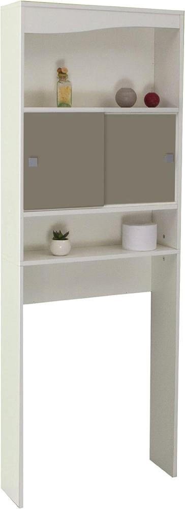 Temahome Click D7 Schrank für Waschmaschine, Holz veredelt, Regal Weiß/Taupe, 177 x 64. 3 x 19. 2 cm Bild 1