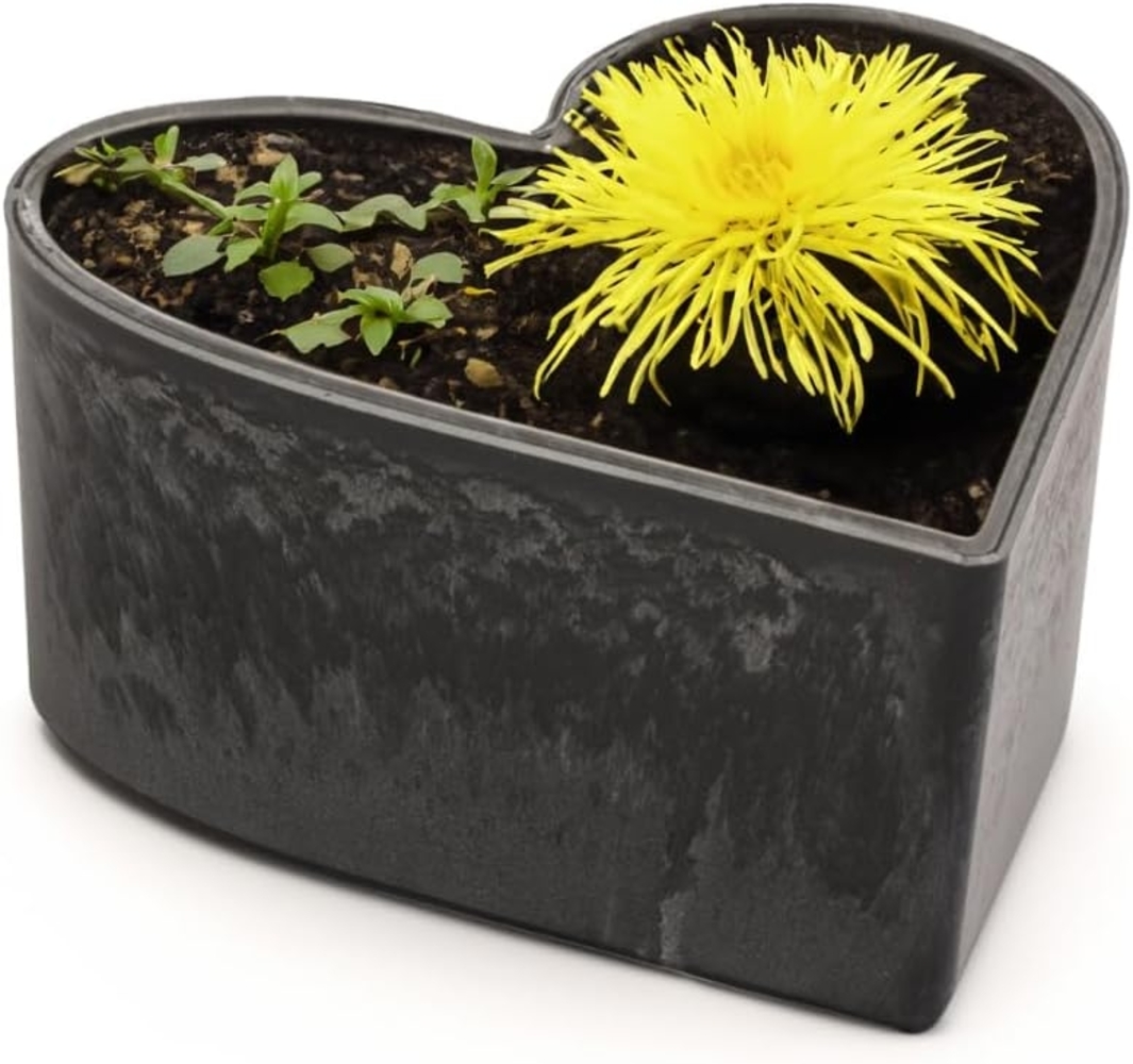 matches21 HOME & HOBBY Blumentopf Herz Pflanzschale für draussen marmoriert Dekoschale schwarz 15 cm (1 St), Blumen-Schale als wetterfeste Friedhof-Schale Grab-Schmuck Grabschale Bild 1