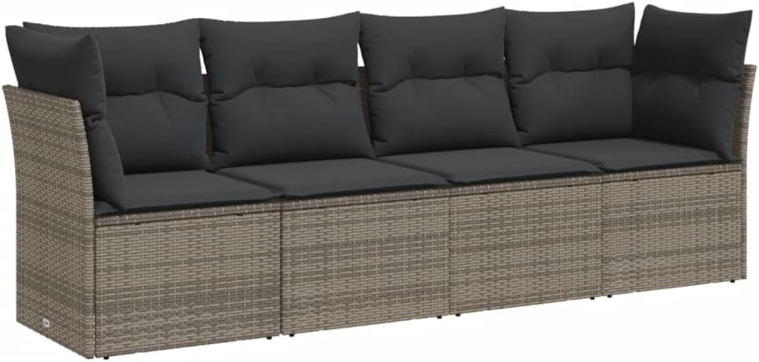 vidaXL 4-tlg. Garten-Sofagarnitur mit Kissen Grau Poly Rattan 3249069 Bild 1