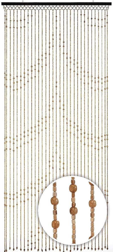 Kobolo Türvorhang Holzperlenvorhang Samara 90x200, Ösen (1 St), transparent Bild 1