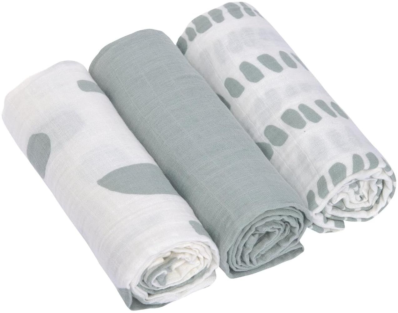 LÄSSIG Baby Puckdecke Spuckdecke Pucktuch Mulltuch 3er Set Baumwolle 60 x 60 cm/Swaddle & Burp Blanket M Strokes silver grey Bild 1