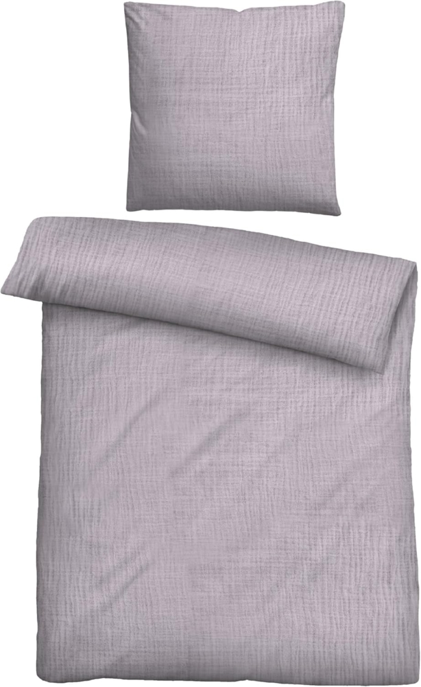 biberna Musselin Bettwäsche 0480500 UNI, flieder, 1x 155x220 cm + 1x 80x80 cm Bild 1
