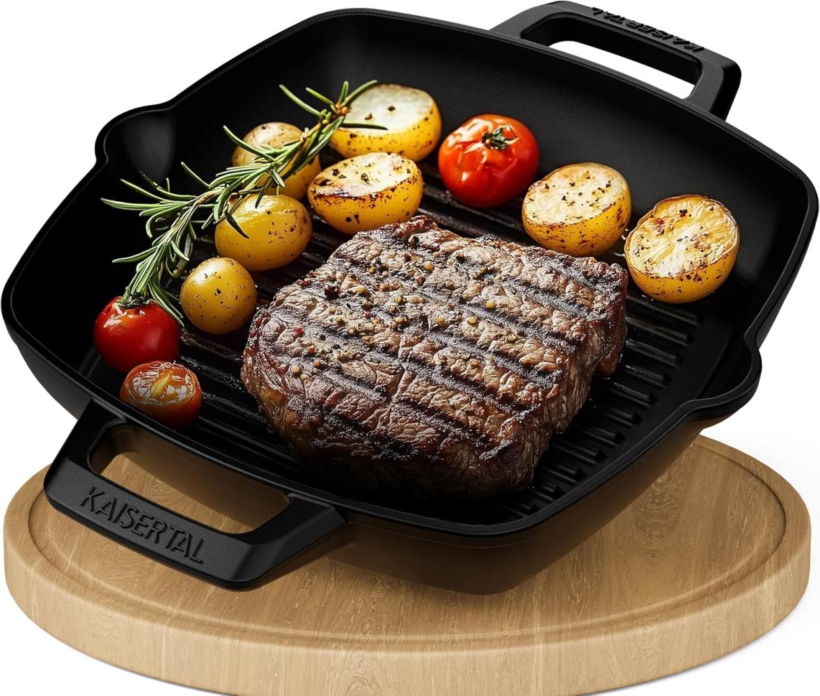 Kaisertal Grillpfanne Grillpfanne Gusseisen - 27cm Grillpfanne Induktionsgeeignet Bild 1