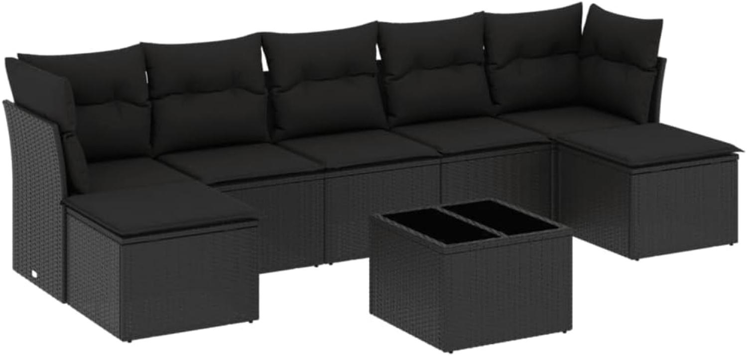 vidaXL 8-tlg. Garten-Sofagarnitur mit Kissen Schwarz Poly Rattan 3218035 Bild 1