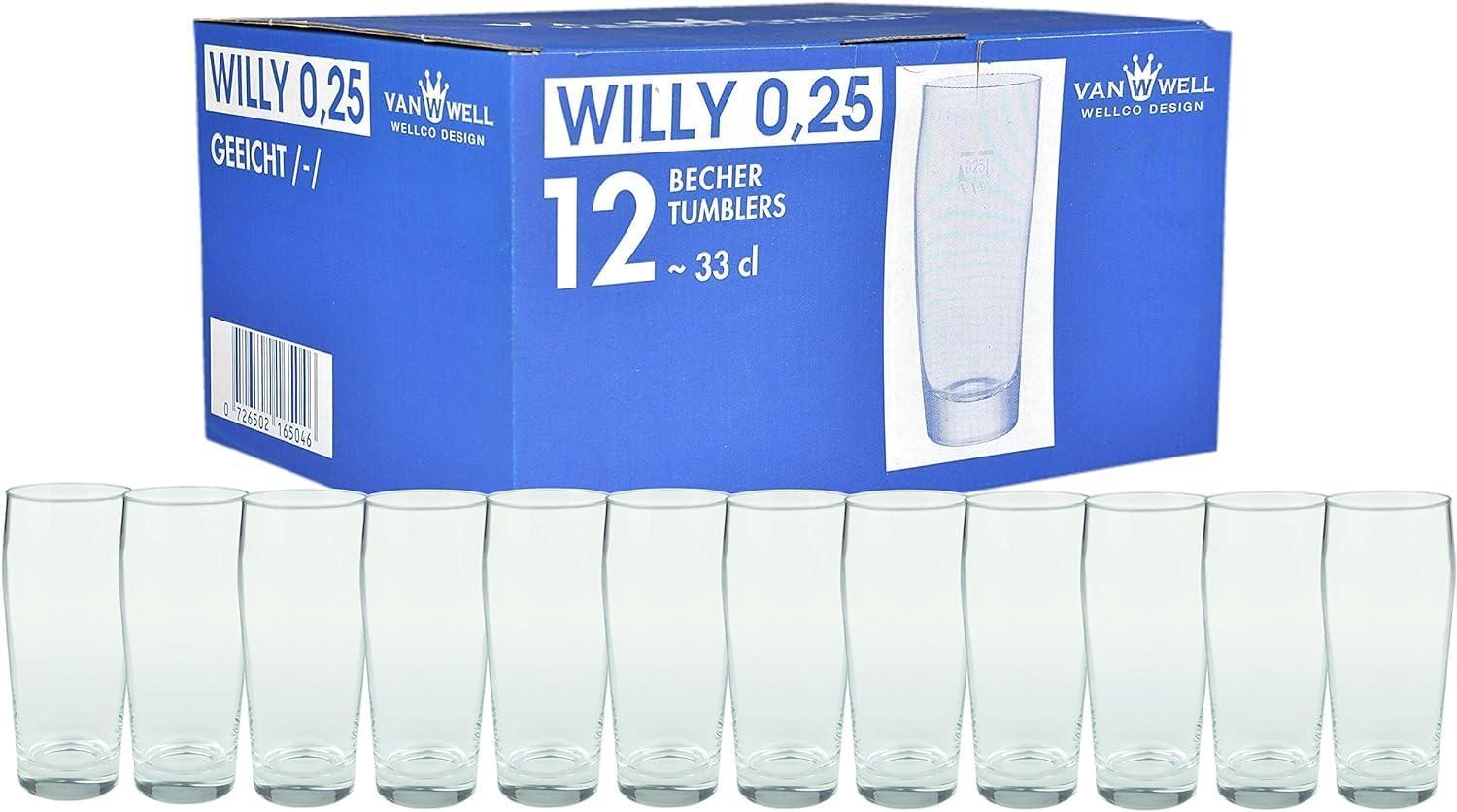 12er Set Bierglas Willibecher 0,25l geeicht Biergläser Tumbler perfekt geeignet für Gastronomie Bild 1