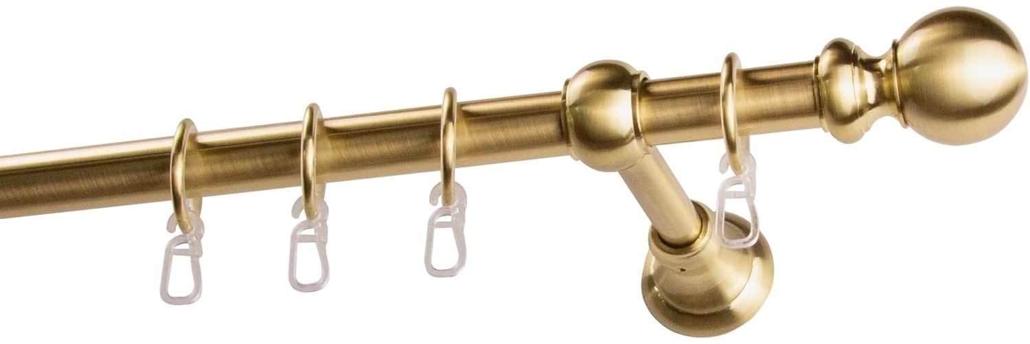 GARESA Gardinenstange ANDREA, Ø 20 mm, 1-läufig, Wunschmaßlänge, verschraubt, Metall, Vorhanggarnitur, verlängerbar, Endknopf Kugel lang, mit Ringen Bild 1
