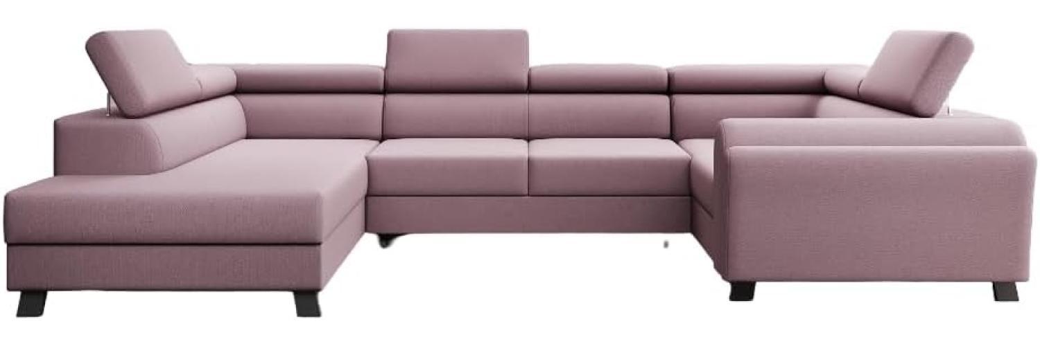 Designer Sofa Emilio mit Schlaf- und Klappfunktion Stoff Rosé Links Bild 1