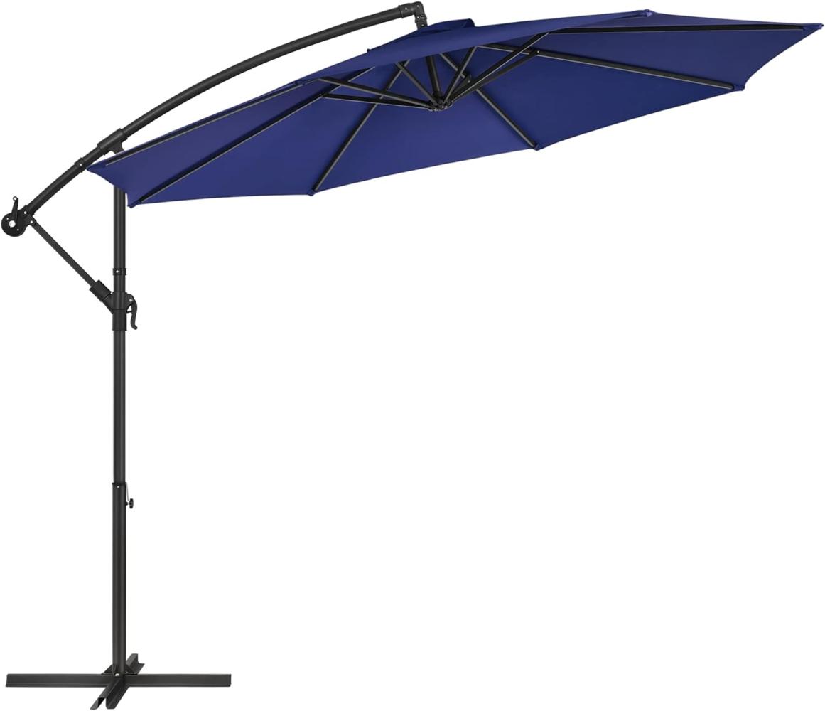 Songmics Sonnenschirm, Ampelschirm Ø 300 cm, mit Kurbel zum Öffnen und Schließen, Sonnenschutz, Gartenschirm, UV-Schutz bis UPF 50+, für Garten, Terrasse, marineblau GPU016L01 Bild 1