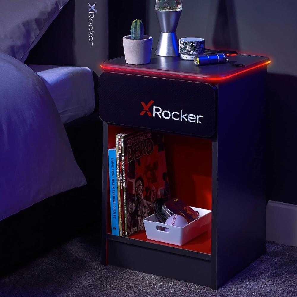 X Rocker Nachttisch Carbon-Tek Nachttisch mit LED-Beleuchtung & Wireless Charging Bild 1