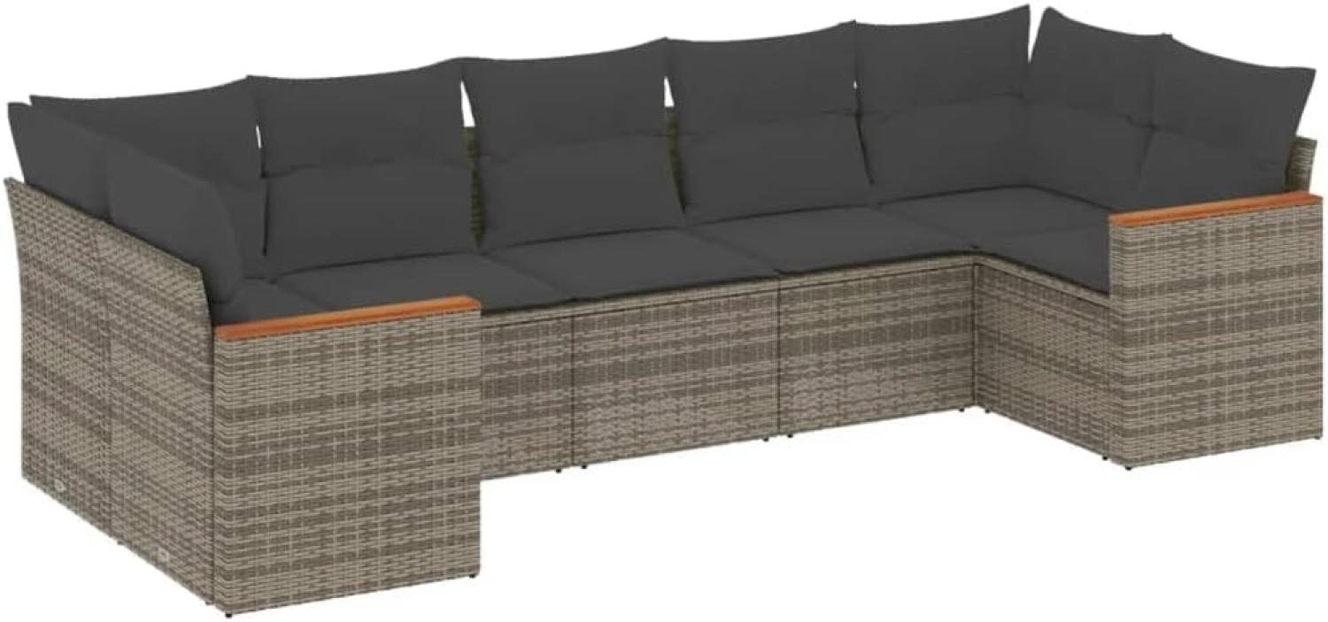 vidaXL 7-tlg. Garten-Sofagarnitur mit Kissen Grau Poly Rattan 3258672 Bild 1