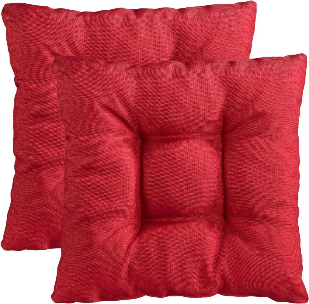 Traumnacht Stuhlkissen Cozy 2er Set, Bequeme Sitzkissen für Gartenstuhl, Küche oder Esszimmer, Indoor u. Outdoor, 38 x 38 x 6 cm, rot Bild 1