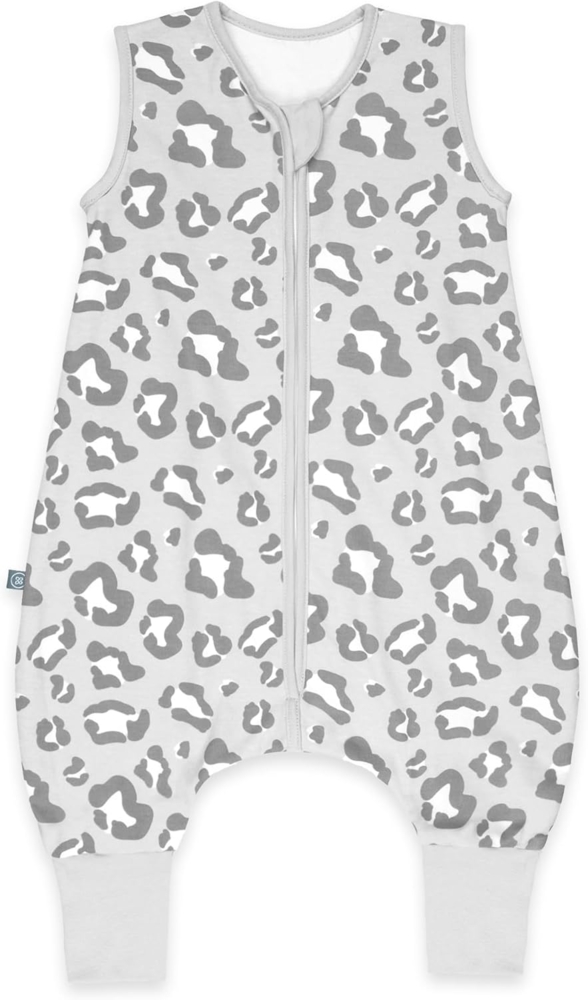 emma & noah Baby Schlafsack mit Füßen 1.0 TOG, Ganzjahres Schlafsack mit Beinen für den Frühling, Sommer und Herbst, 100% Bio-Baumwolle, Oeko-TEX Zertifiziert (Leo Grau, 80 cm) Bild 1