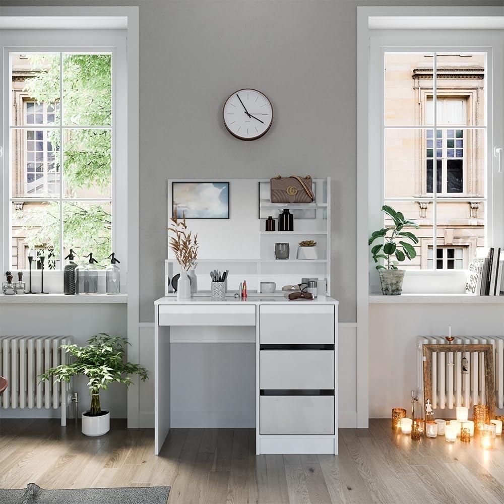 Schminktisch Sherry Weiß 80 cm mit Spiegel Vicco Bild 1