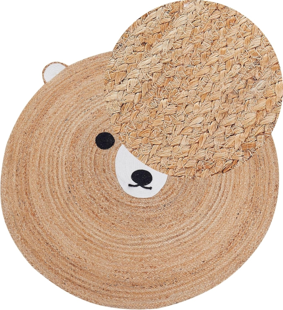 Jute Kinderteppich Bär ⌀ 120 cm Beige KOSALAR Bild 1