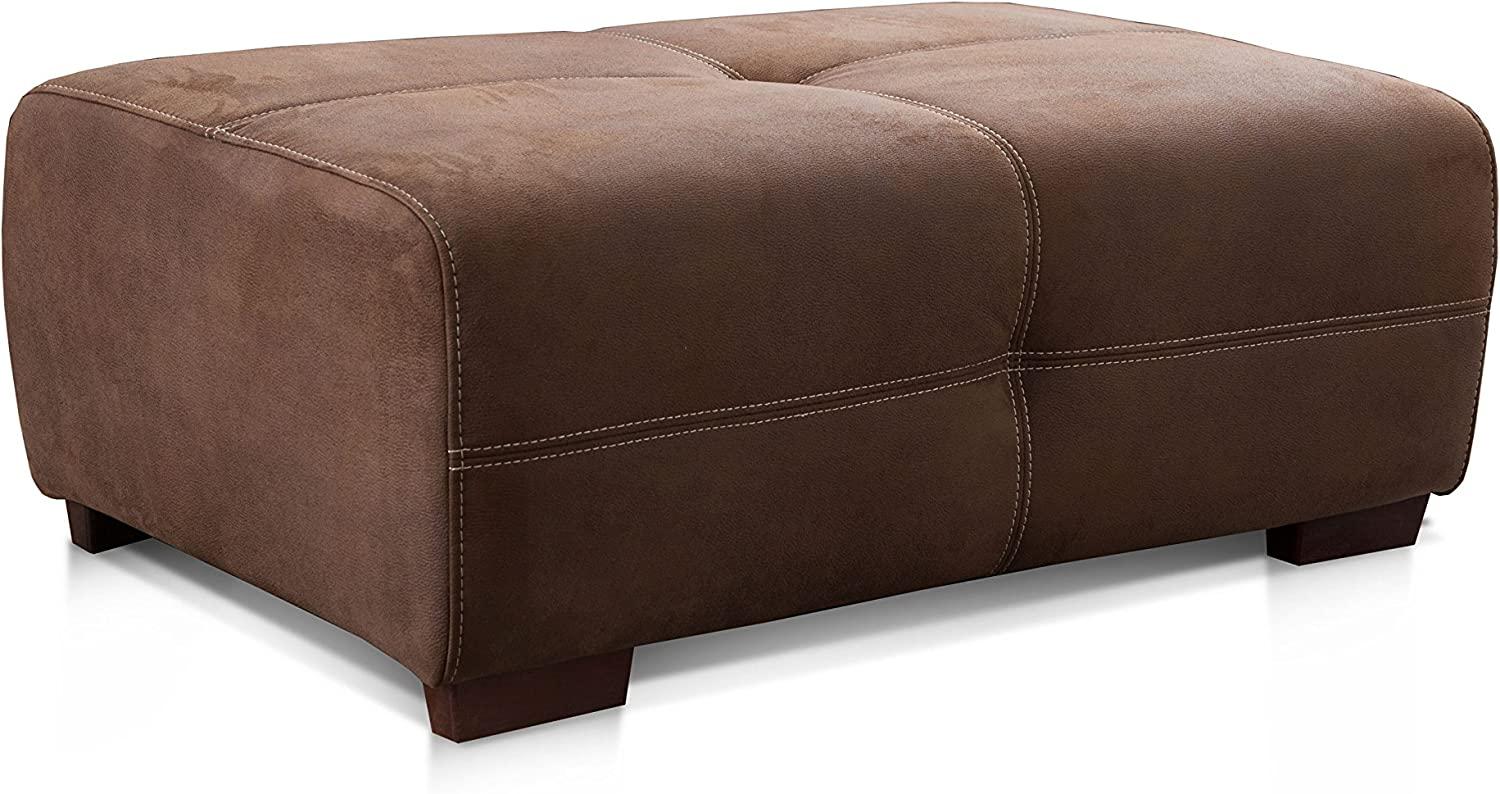 Cavadore Hocker Mavericco / XXL Sitzhocker im modernen Design / Mikrofaser / Passend zu Big Sofa und Ecksofa Mavericco / 108 x 71 x 41 cm (BxHXT) / Mikrofaser Braun Bild 1