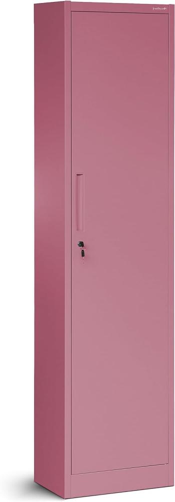 Jan Nowak Aktenschrank Büroschrank Metallschrank Aufbewahrungsschrank 4 Fachböden Flügeltür Pulverbeschichtung Metall 185 cm x 45 cm x 40 cm (Rosa) Bild 1