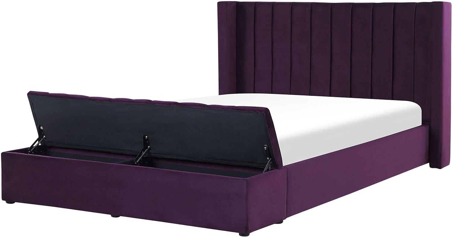 Polsterbett Samtstoff mit Stauraum NOYERS Violett 160x200 cm Bild 1