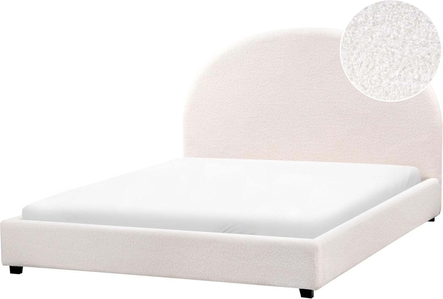 Bett mit Lattenrost Bouclé VAUCLUSE 140 x 200 cm Cremeweiß Bild 1