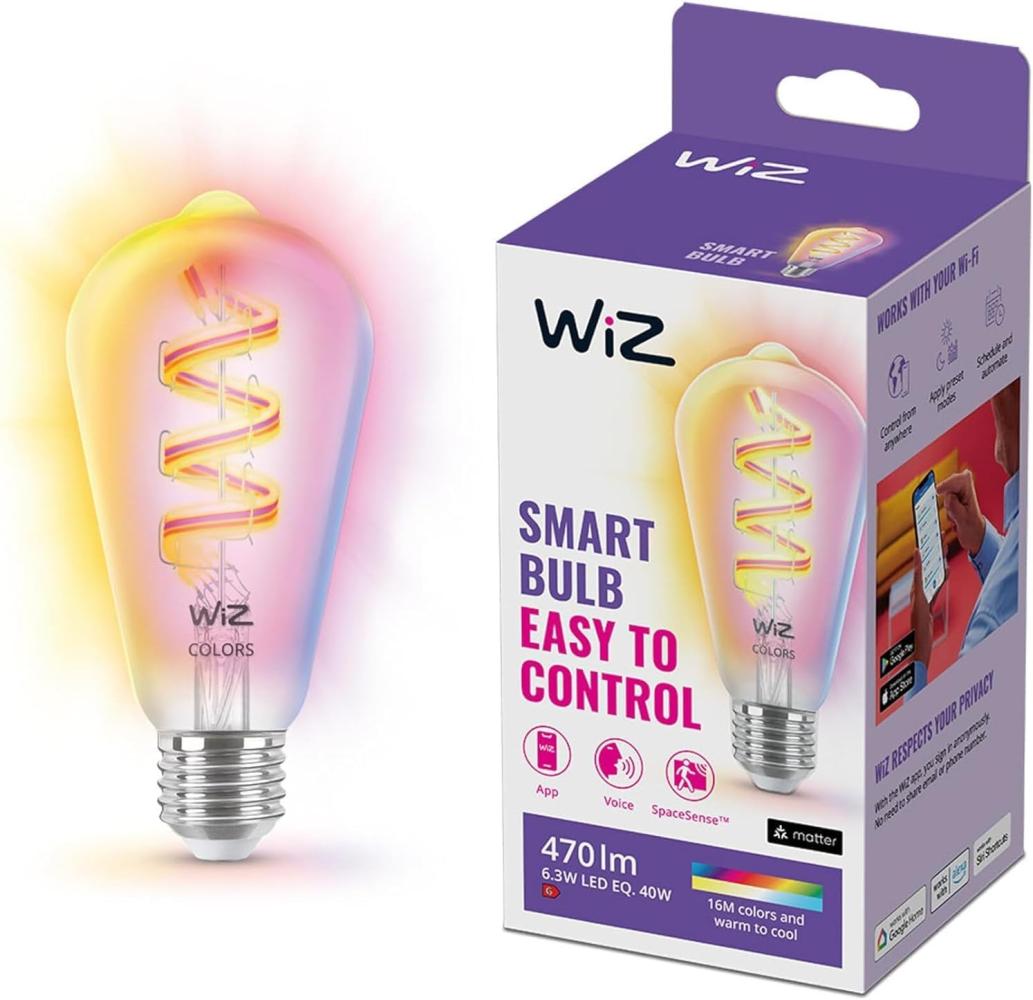 WiZ White & Color 60W E27 ST64 Edison Tunable Einzelpack- Bild 1