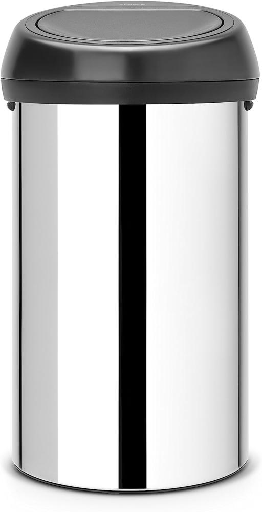 Brabantia Touch Bin, Mülleimer, Abfalleimer, Papierkorb, Deckel, Brilliant Steel, 60 L, 402586 Bild 1