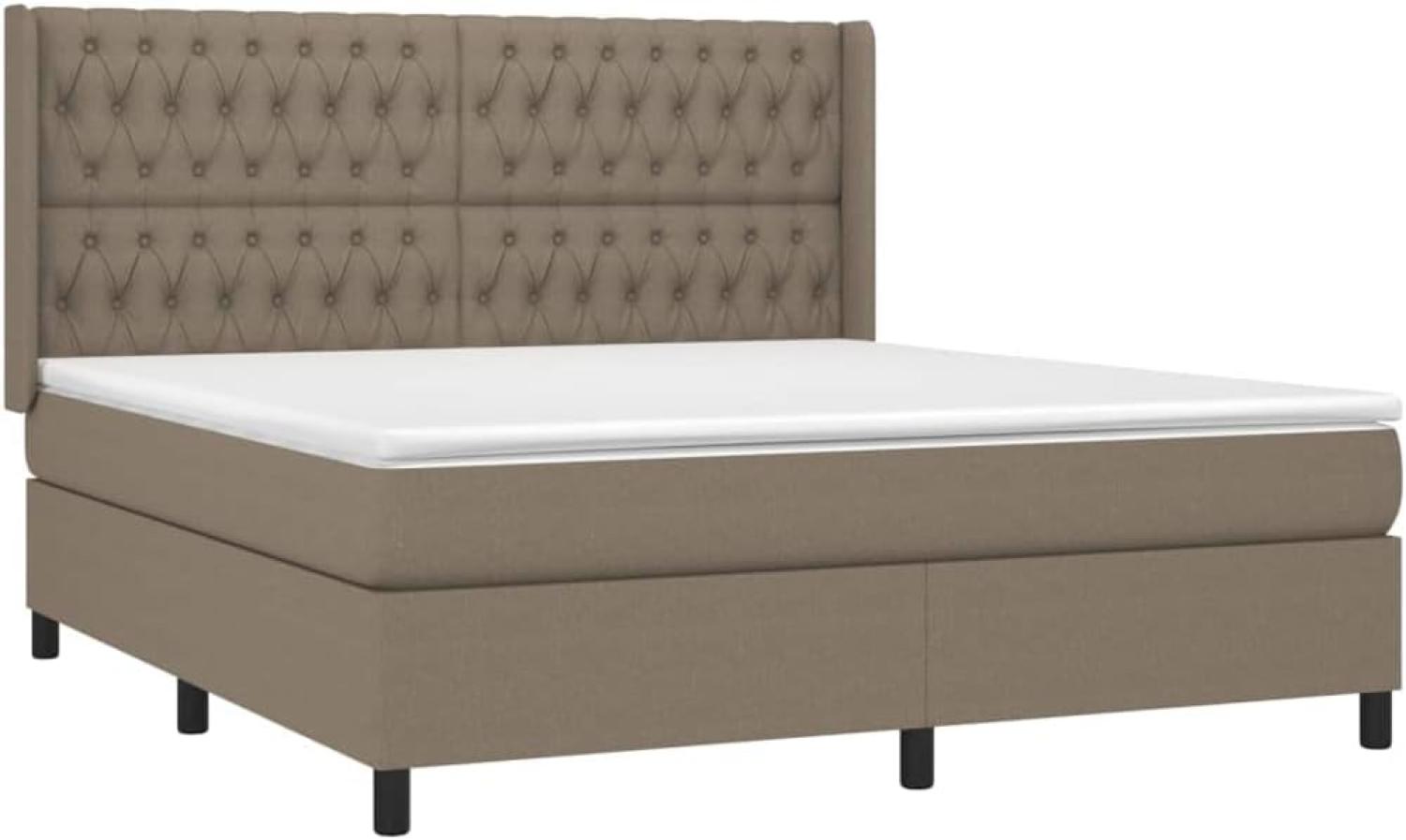 vidaXL Boxspringbett mit Matratze Taupe 180x200 cm Stoff 3131693 Bild 1