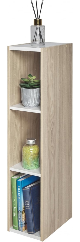 Marke Amazon– Movian, Aufbewahrungseinheit/Bücherregal/Akzentschrank aus Holz mit 3 Böden,Modular, Wohnzimmer, Schlafzimmer, Büro – Space Saving Shelf UB-9020 – Helle Eiche & Weiß Bild 1