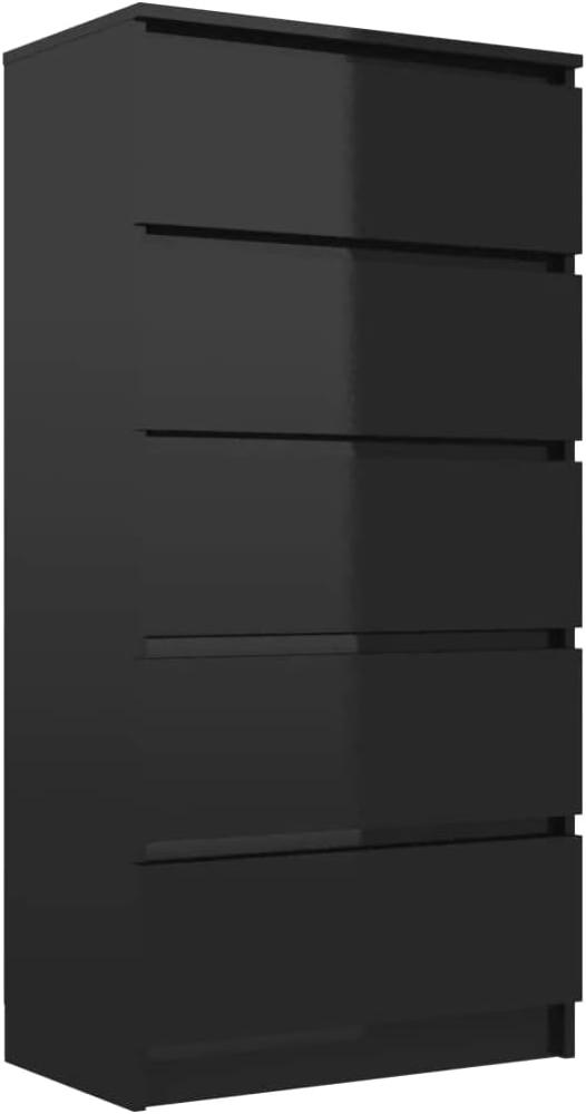 vidaXL Sideboard mit 5 Schubladen Kommode Anrichte Schubladenschrank Mehrzweckschrank Schrank Schlafzimmer Hochglanz-Schwarz 60 x 35 x 121 cm Spanplatte Bild 1