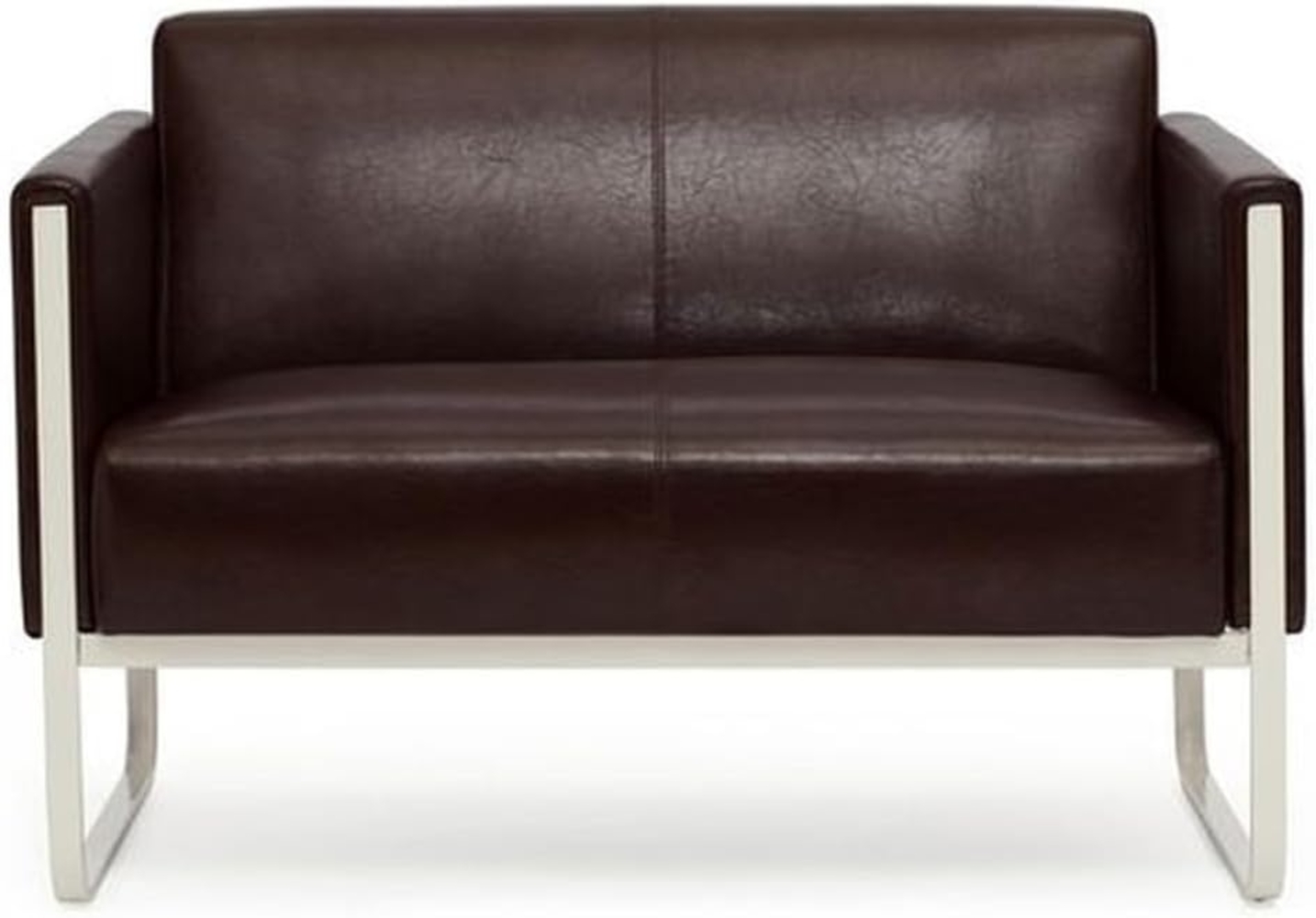 hjh OFFICE Lounge-Sofa 2-Sitzer Aruba Kunstleder Polstersofa Couch modern mit Metallgestell, 111 x 78 x 71 cm, Braun Bild 1