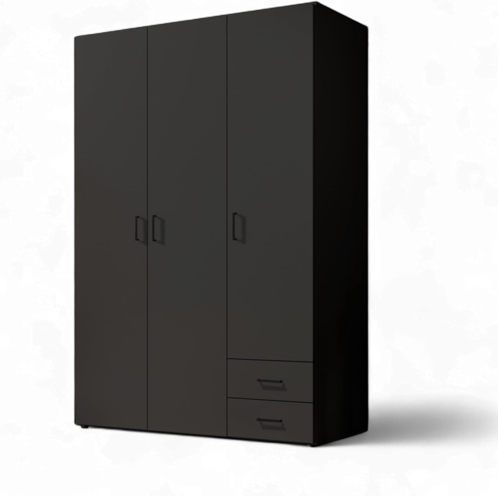 YARK Kleiderschrank in Schwarz matt- Vielseitiger Drehtürenschrank 3-türig mit viel Stauraum für Ihr Schlafzimmer - 120 x 177 x 52 cm (B/H/T) Bild 1