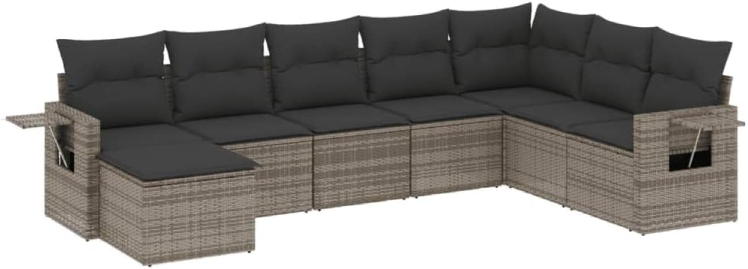 vidaXL 8-tlg. Garten-Sofagarnitur mit Kissen Grau Poly Rattan 3252897 Bild 1