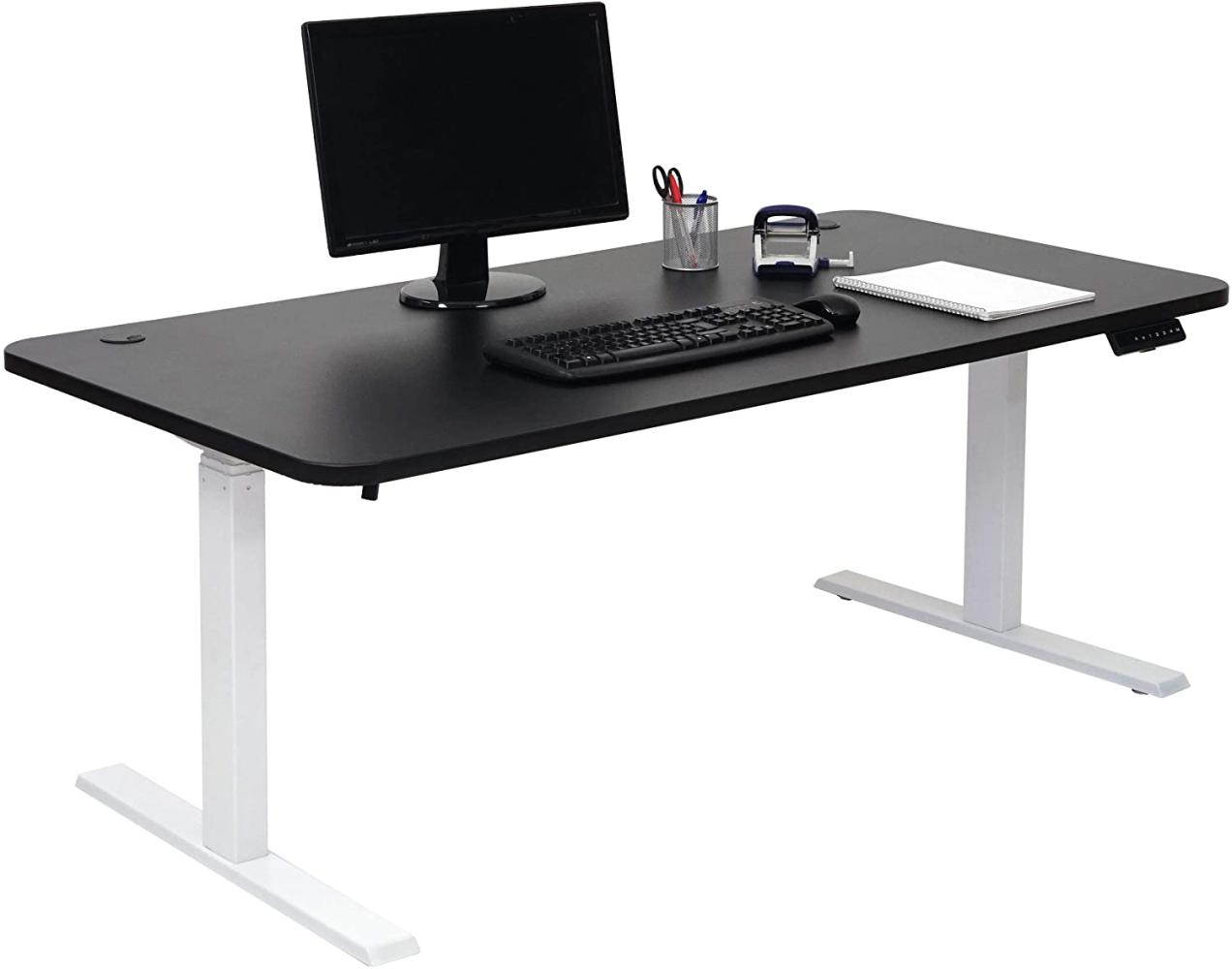 Schreibtisch HWC-D40, Computertisch, elektrisch höhenverstellbar 160x80cm 53kg MVG ~ schwarz, weiß Bild 1