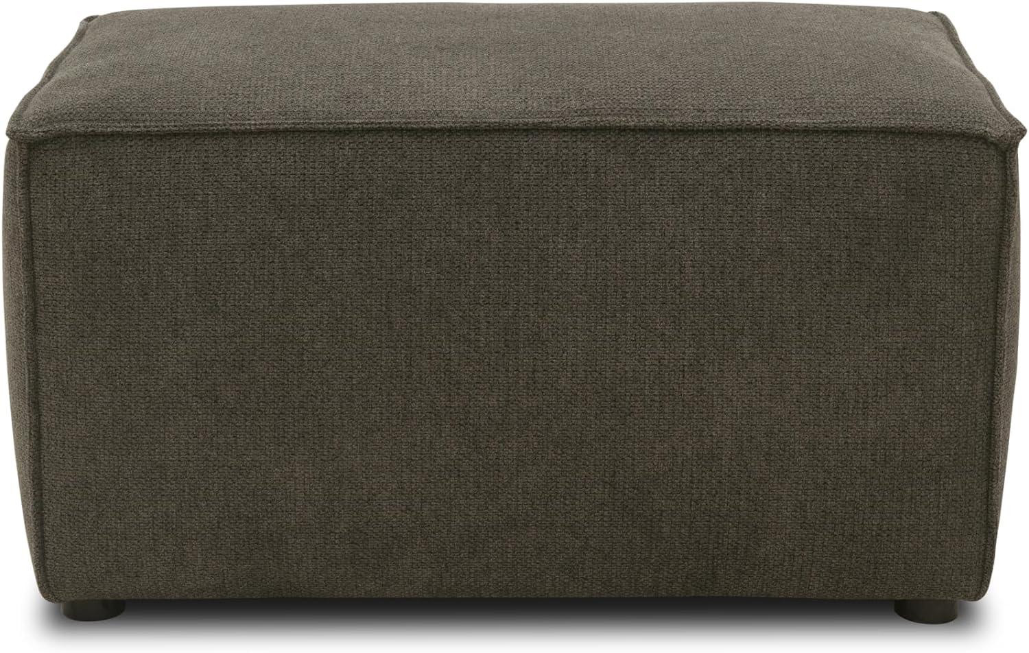 Domo. Collection Hocker Portland, Polsterhocker, Microfaser, Einzelhocker, Beistellhocker, 80 x 60 43 cm in schlamm Bild 1